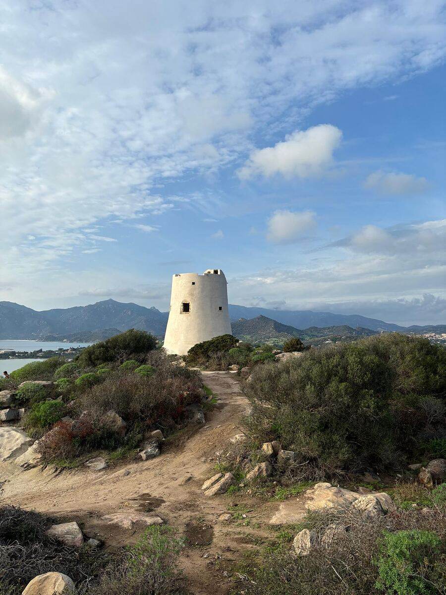 Spanish watchtower on the southern coast of Sardinia